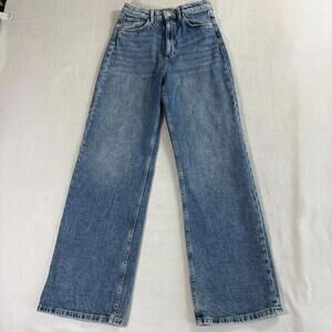 H&M Girls 12-13Y Wide Leg High Waist Blue Denim Jeans Youth Trendy Casual